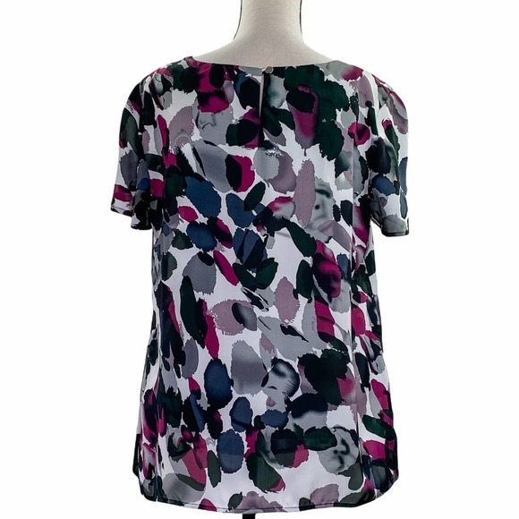 ELEMENTZ Multicolored Short Sleeve Pleated Blouse - Picture 5 of 11